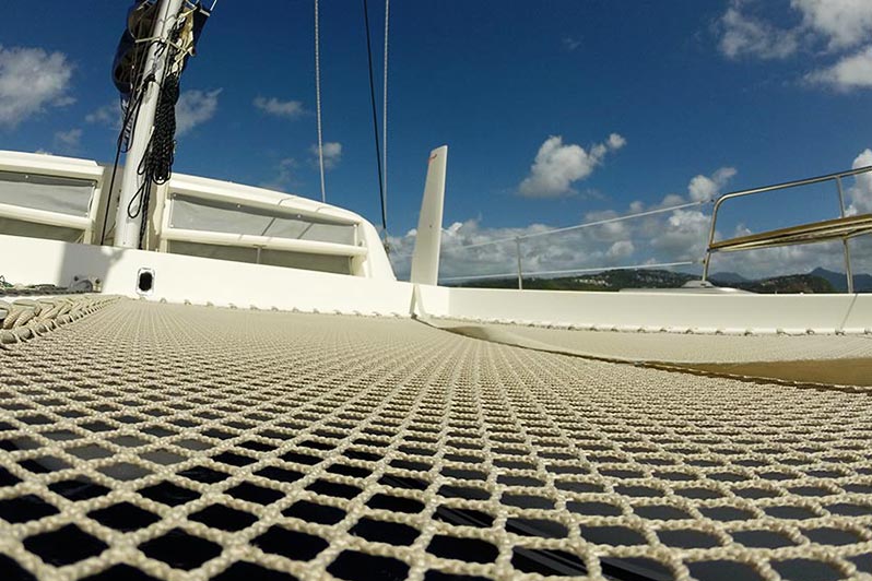 catamaran mesh trampoline close up