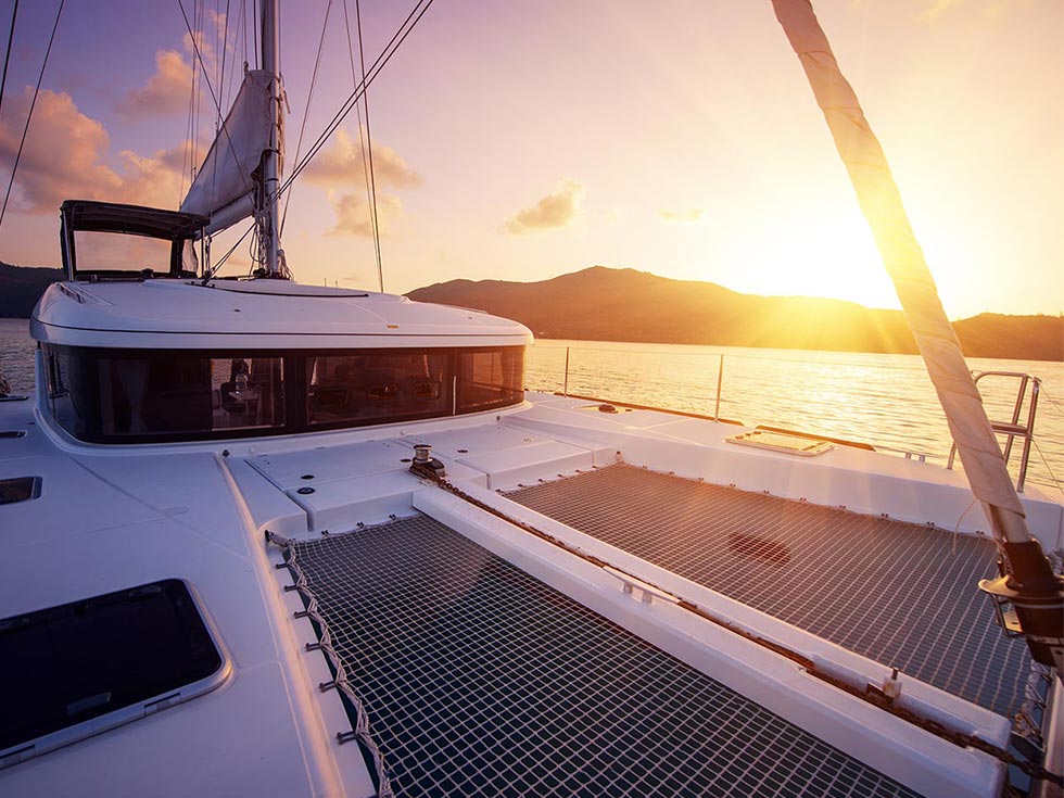 catamaran boat with net